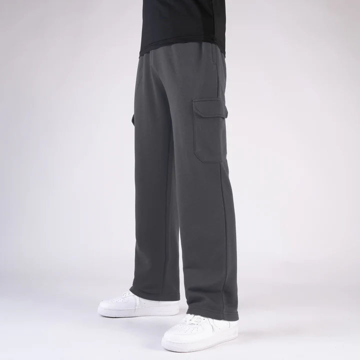 Smoke Gray Wide Leg Cargo Trouser